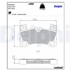 DELPHI - BRAKE PAD SET (REAR) FOR AUDI / VOLKSWAGEN / PORSCHE - LP2118